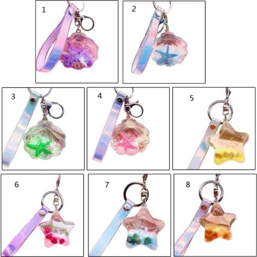 Keychain Fashion Stereo key Ring Creative Mobile Phone Bag Car Pendant Keychain Transparent Cute Scallops Star Shaped G