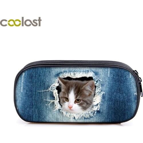 Cute Puppy / Kitten Cosmetic Cases Pencil Bag Children School Case Bag Cat / Dog Pencil Box kids Stationary Bags School Supplies