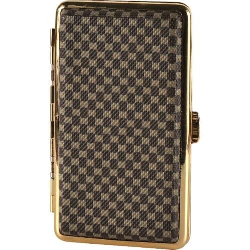 Antique Bronze Pu Leather Cigarette Case 18pcs Capacity Flip Open Traveling Portable Metal Cigarette Container Box Holder