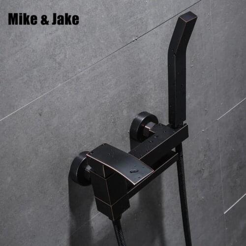 Black bath shower faucet mixer oil bronze shower faucet bathroom wall bath faucet with hand shower bathroom shower tap mixer