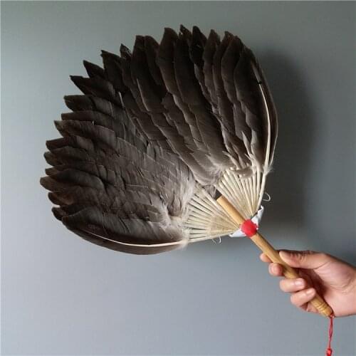 Ancient Chinese Craft Feather Hand Fan Goose Peacock Feather Dance Fan Performance Props Abanicos Para Boda Eventail A Main