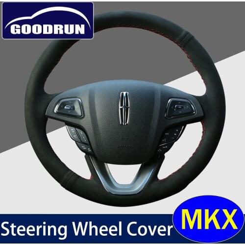 For Lincoln MKX Braid Needles Thread Artificial Leather Car Steering Wheel Covers Soft Auto Interiors Accessories