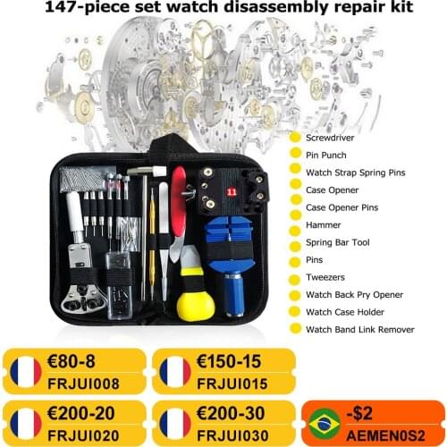 147pcs/set Watch Repair Tools Hoist Cover Pry Needle Blue Stripper Opener Remover Tweezers Adjuster Watchmaker Repair Kits
