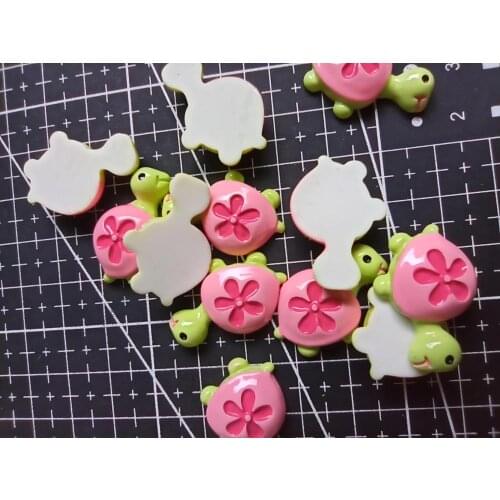 1pcs/lot resin flat back kawaii pink tortoise 25mm Cabochons Hair Bow Center Card Frame Making Craft DIY