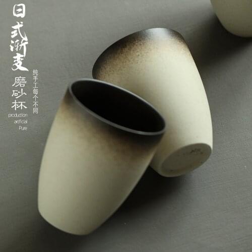 Jingdezhen Handmade Ceramic Cup Retro Frosted Mug Japanese Pottery Coffee Cup Couple Cold Water Cup Large Hand Holding Cup
