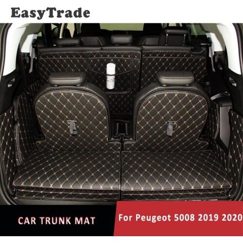For Peugeot 5008 2020 2019 Accessories Leather Car Trunk Mats Liner Carpet Guard Protector Mat Cushion All Inclusive 7 Seats