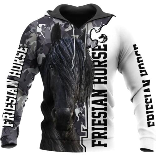 Beautiful Friesian Horse 3D Printed Animal Mens Hoodie Harajuku Sweatshirt Unisex Casual Jacket Pullover sudadera hombre KJ053