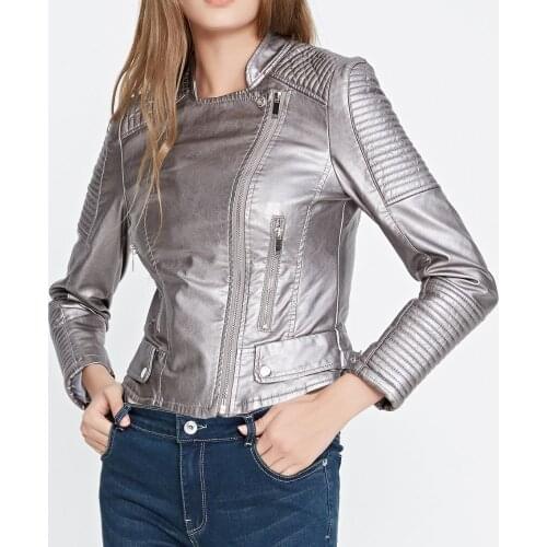 Fashion pink black 4 color women leather jacket bomber motorcycle Leather jackets women brand leather coat S-XL jaqueta couro