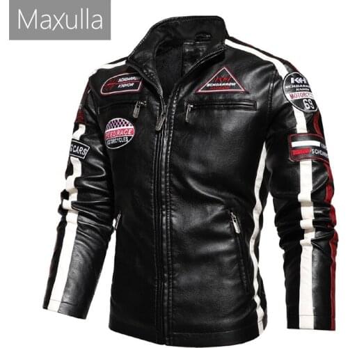 Maxulla Mens PU Jacket Fashion Mens Biker Punk Motorcycle Jackets Casual Outwear Slim Fit Faux Leather Coats Man Clothing