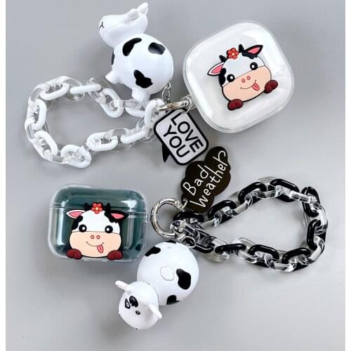 Cute Milk Cow Cover for QCY T13 Case for QCY T10/T11 Case Earbuds Earphone Case Accessories Wireless Headphone Box Portable Bag