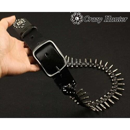 Skull Bullet Style Mens Genuine Leather Belt Rocker Hip Hip Biker COOL PUNK waistbelt