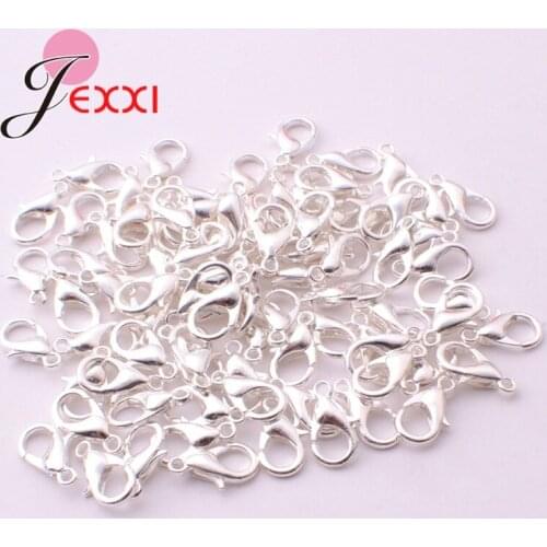 Wholesale 100PCS Bulk Jewelry Findings Genuine 925 Silver Lobster Clasp S925 Stamped Fittings Connector Components