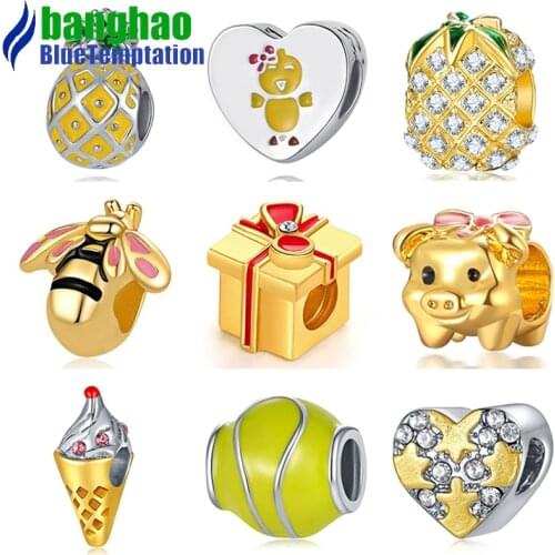 Wholesale jewelry charms alloy charm stainless steel jewelry making diy pendant bracelet accessories yellow beads B15