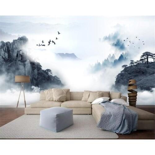 Beibehang Custom Wallpaper Ink landscape deer forest scenery background wall wall papers home decor papel de parede 3d painting