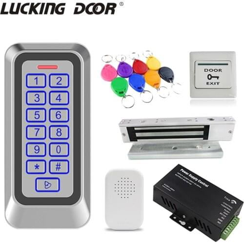 RFID Access Control System Kit IP67 Waterproof Backlight Standalone Metal Keypad Electronic Lock Access Exit button Keyfobs