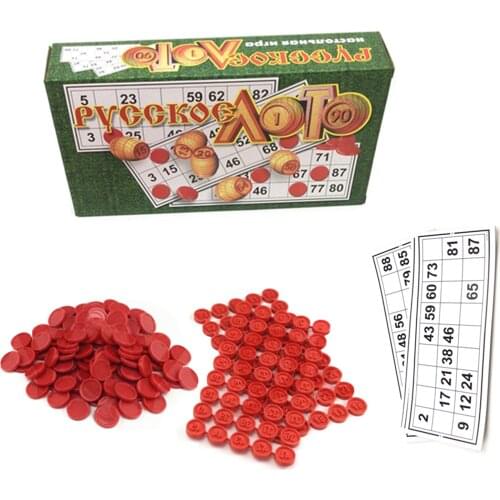 Russian Bingo Game Fun Board Traditional Bingo Lotto Lottery Family Game Set Bingo Toys Counters Party Bingo Lucky Balls Game