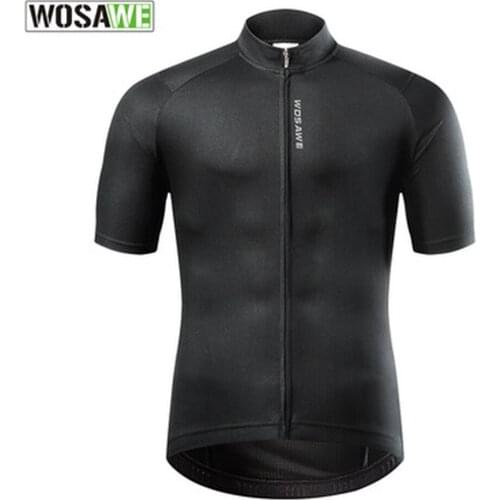 WOSAWE Mens Summer Cycling Bike Reflective Jerseys Short Sleeves Motocross Mountain Bicycle Downhill Racing Road Tops Clothing