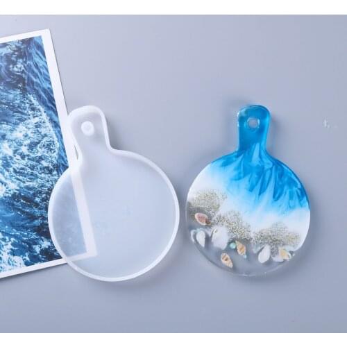 Xinyao 1pc DIY Crystal Epoxy Silicone Round Handle Tray Making Mirror Silicone Pendulum Table Accessories For Jewelry Making