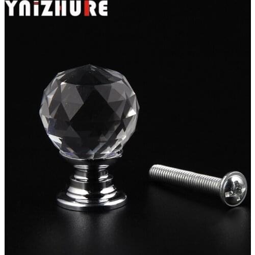 YNIZHURE 18mm Transparent Smooth Crystal Glass MINI Small Handle Furniture Jewelry Box Knob Drawer Cabinets Furniture Kitchen