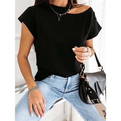 2020 New Women T-Shirts Simple Solid Color Top Tee Ladies Short Sleeve Fashion Casual T-Shirts Summer Clothes Plus Size XXL