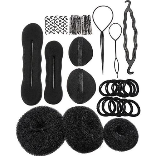 Women DIY Hair Styling Accessories Kit Pads Hairpins Roller Braid Twist Sponge Modelling Hairdress Braid Tools Kit Set