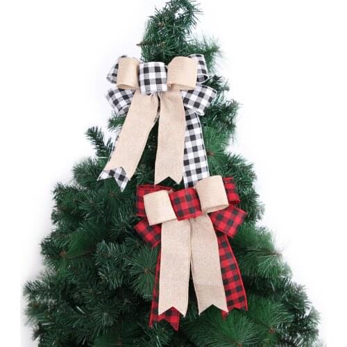 1pc Christmas Bows Hanging Decorations Red Gray Bowknot Christmas Tree Ornaments New Year Xmas Party Gift Decor Pendants