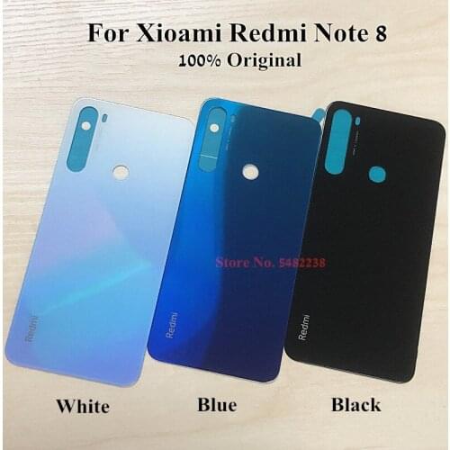 100% Original Glass Battery Cover For Xiaomi Redmi Note 8 Note8 NT8 Case Rear Back Housing door Mobile phone Case Back Cover
