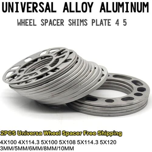 2Pieces Universal Alloy Aluminum 3mm 5mm 8mm 10mm Wheel Spacer Shims Plate 4 5 STUD For 4x100 4x114.3 5x100 5x108 5x114.3 5x120