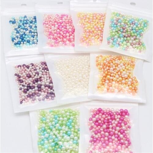 3/4/5mm UV Resin Imitation Pearl Beads Mix Rainbow Color Round No Hole Loose Beads DIY Jewelry Necklace Making Craft