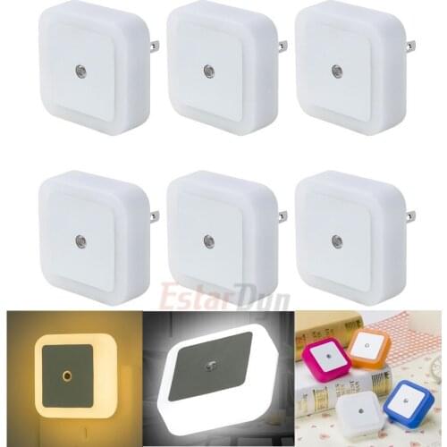 6pcs New LED Night Light Mini Sensor Control 220V 110V EU US Plug Nightlight Lamp For Children Kids Living Room Bedroom Lighting