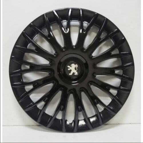 Car Wheel Rim Cover For Peugeot R15 inch Piano Bright Black Flexible Trim Caps 15 inch 4pcs/set With Emblem Auto Accessories