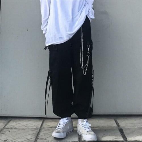 Harajuku Techwear Black Cargo Pants Women Punk Streetwear Korean Fashion Goth High Waist Pants Spring Plus Size Trousers