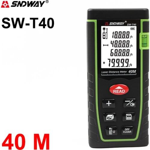 SNDWAY Laser Tape Measure 40/60/100M Trena laser Rangefinder High Accurate Electronic Roulette Distance/Area/Volume Range Finder