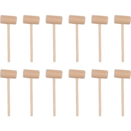 1 Set 25 Pcs Wood Mini Hammers Wooden Crab Mallets Cake Hammers (Log Color)