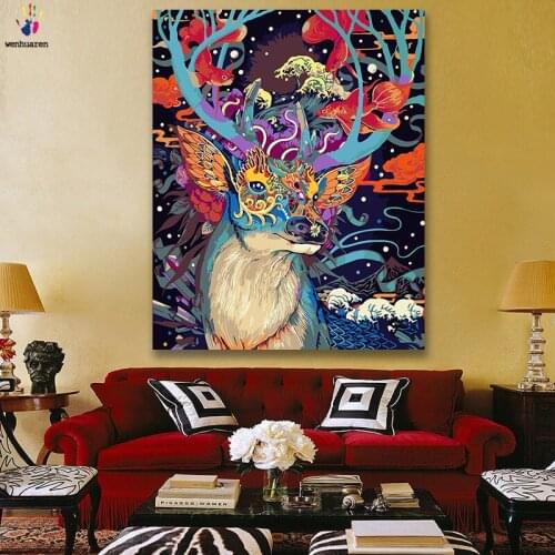 DIY colorings pictures by numbers with colors Colorful deer Flower deer giraffe picture drawing painting by numbers framed Home