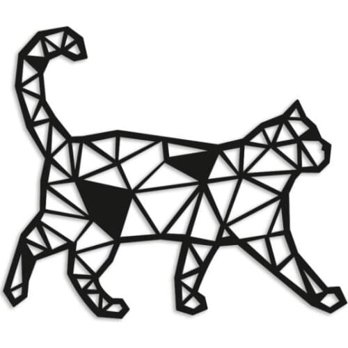 Geometric Pattern Cat Wood Wall Decor