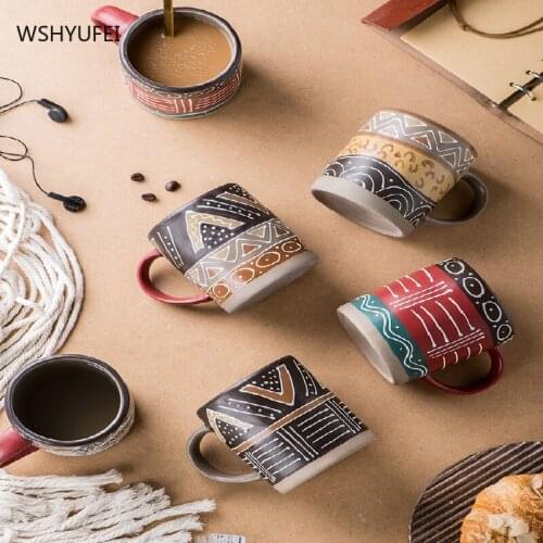 Exquisite ceramic coffee with lid, handmade coffee cup with personality and creativity, large-capacity home coffee cup