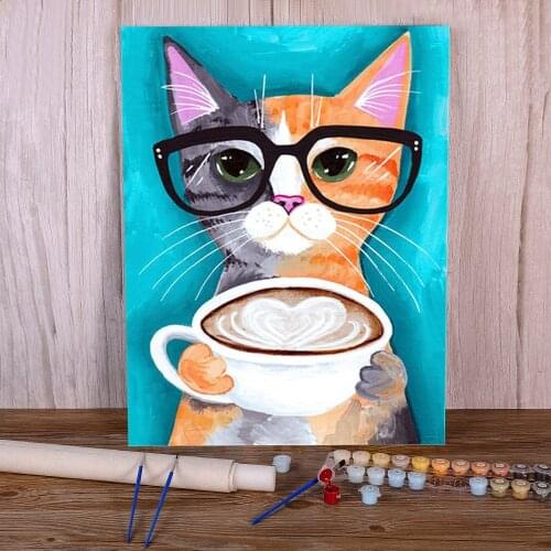 Animal Carton Cat DIY Paint By Numbers Set Acrylic Paints 40*50 Boards By Numbers Decorative Paintings Crafts For Handiwork