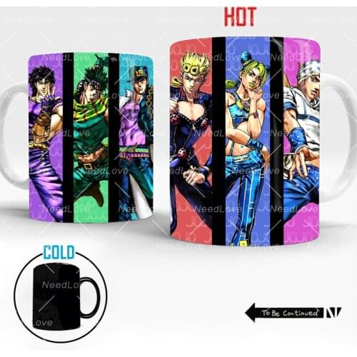 Jojos Bizarre Adventure 350ml Coffee Mugs Heat Sensitive Transforming Cup Cold Hot Heat Changing Color Magic Mug Ceramic Tea