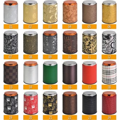 KTV Bar Gambling Casino Texas Poker Game Metal+Lether Dice Cup Set & 6pcs Digital White/Acrylic Dices