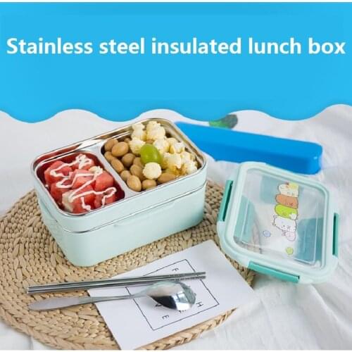 Cartoon Bento Box Stainless Steel Double Layer Lunch Box School Food Container Portable for Kids Picnic
