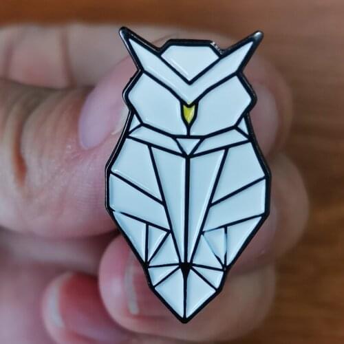 Origami owl badge Metal bird Brooch night animal enamel pin paper art accessory