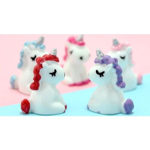 Mini Order 10pcs 20*25mm 3D Resin Cabochons Kawaii Animal Horse Clay Beads Charms Material Embellishments Scrapbooking Ornament