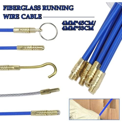 Fiberglass Wire Cable Running Rods Fish Pulling Wire Holder Kit Electrical Wires With Hook 10pcs/set 33/45cm Diameter 4mm