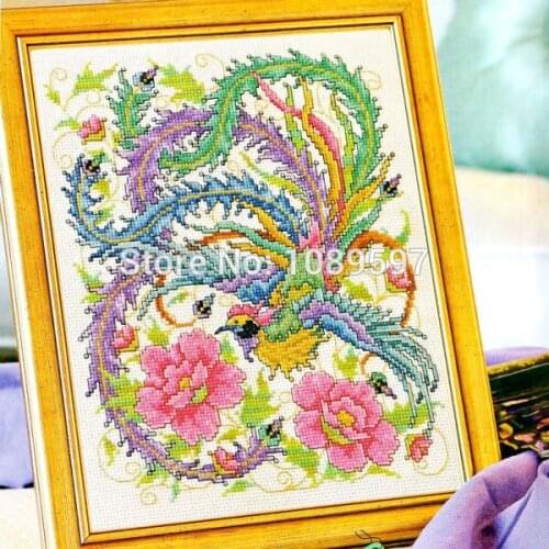 Phoenix peony patterns Cross Stitch Kit Cross 210-1 11CT accurate printed cloth Hand-embroidered needlework