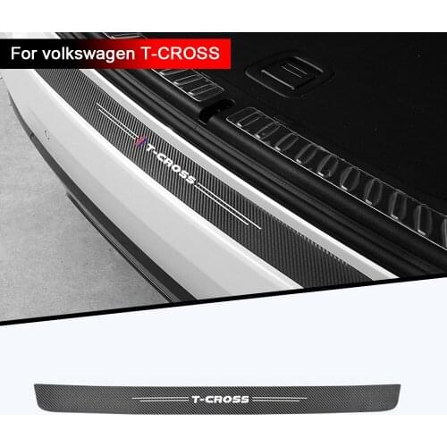 Car trunk bumper sticker carbon fiber texture decoration protection modification For T-cross TCROSS Auto Accessories car styling