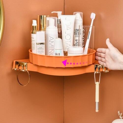 Bathroom Shelf Wall Mounted Corner Shelf Waterproof Punch Free Shampoo Holder Rotatable Shelves For Kitchen Bathroom Accessories