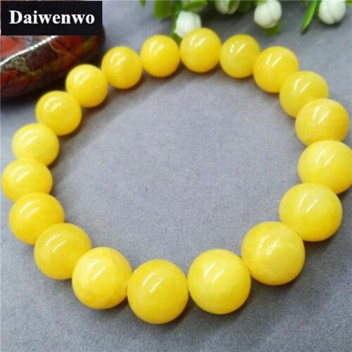 Natural Stone Yellow Jade Chalcedony Beads Bracelets Charms Handmade Gift