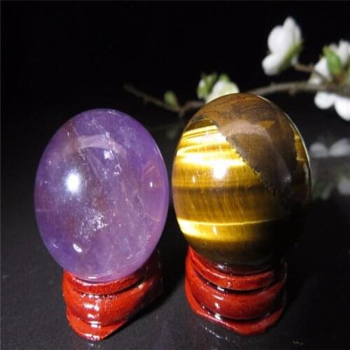 Natural Yellow Tiger eye+ Amethyst Quartz Crystal Sphere Ball Healing