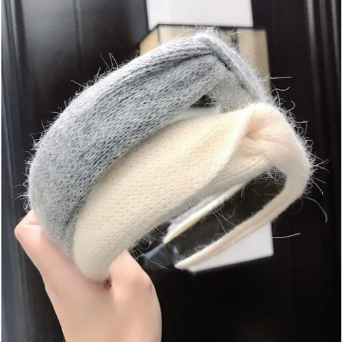 New Winter Wool Knitted Cross Headbands Hair Accessories Vintage Wide Knot Hairbands For Women Girls Headband Wholesale Headwear